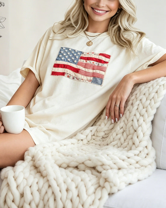 T-Shirt Fjärde Juli Amerikanska Flaggan