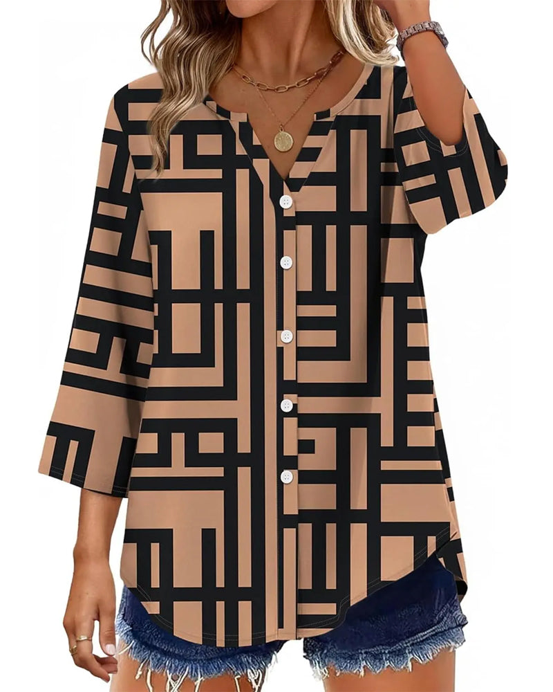Blus Prickigt Print Loose Fit