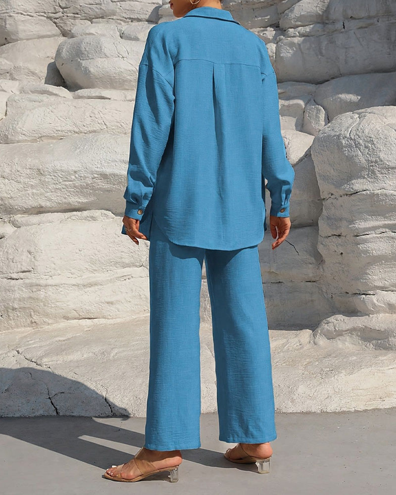 Set Lång Ärm Casual Solid