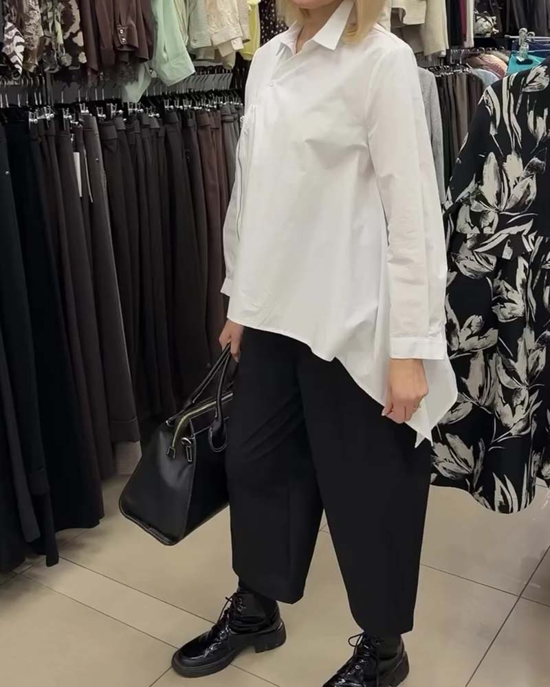 Skjorta Oregelbunden Sida Blixtlås