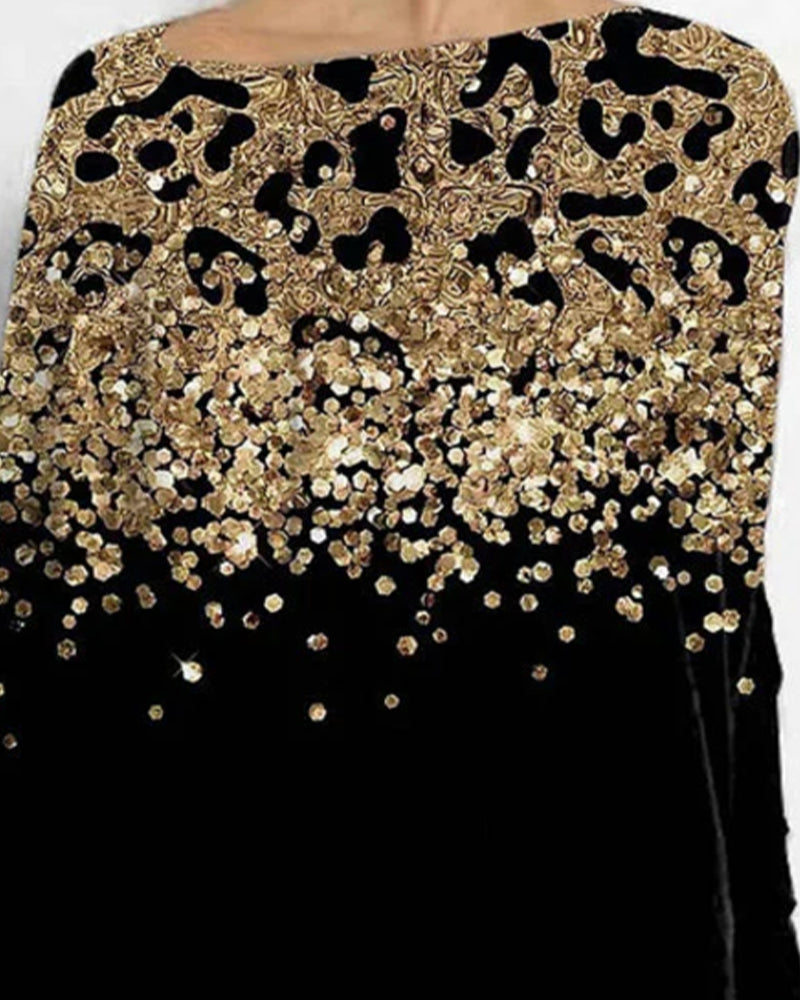 Casual Och Stylish Topp Med Leopardtryck