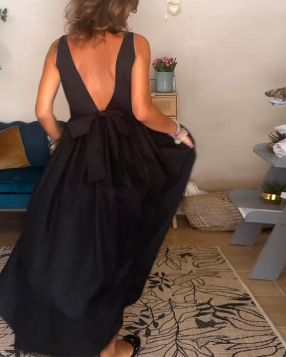 Rygglös Klänning Med Bow