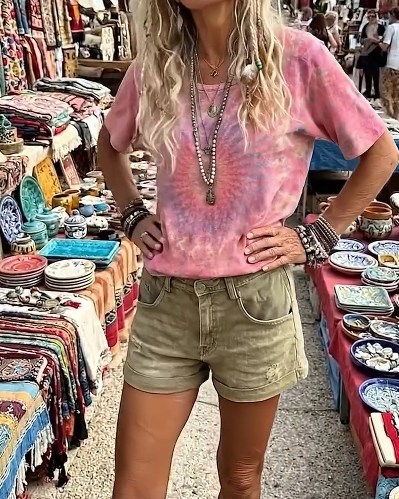 T-Shirt Gradient Knytband Färg