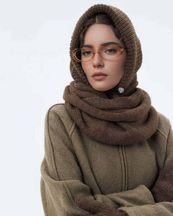 Grossist Enfärgad Stickad Huvscarf