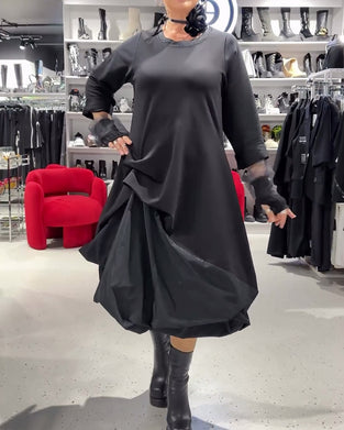 Klänning enfärgad fashionabla lapptäcke