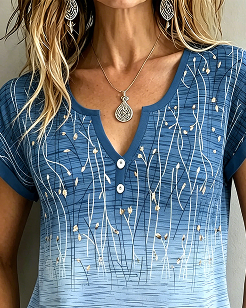 T-Tröja V-Ringning Kortärmad Gradient Print