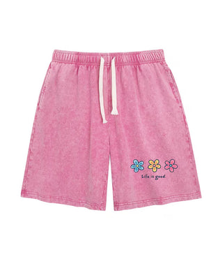 Shorts Blomtryck Elastisk Dragsko