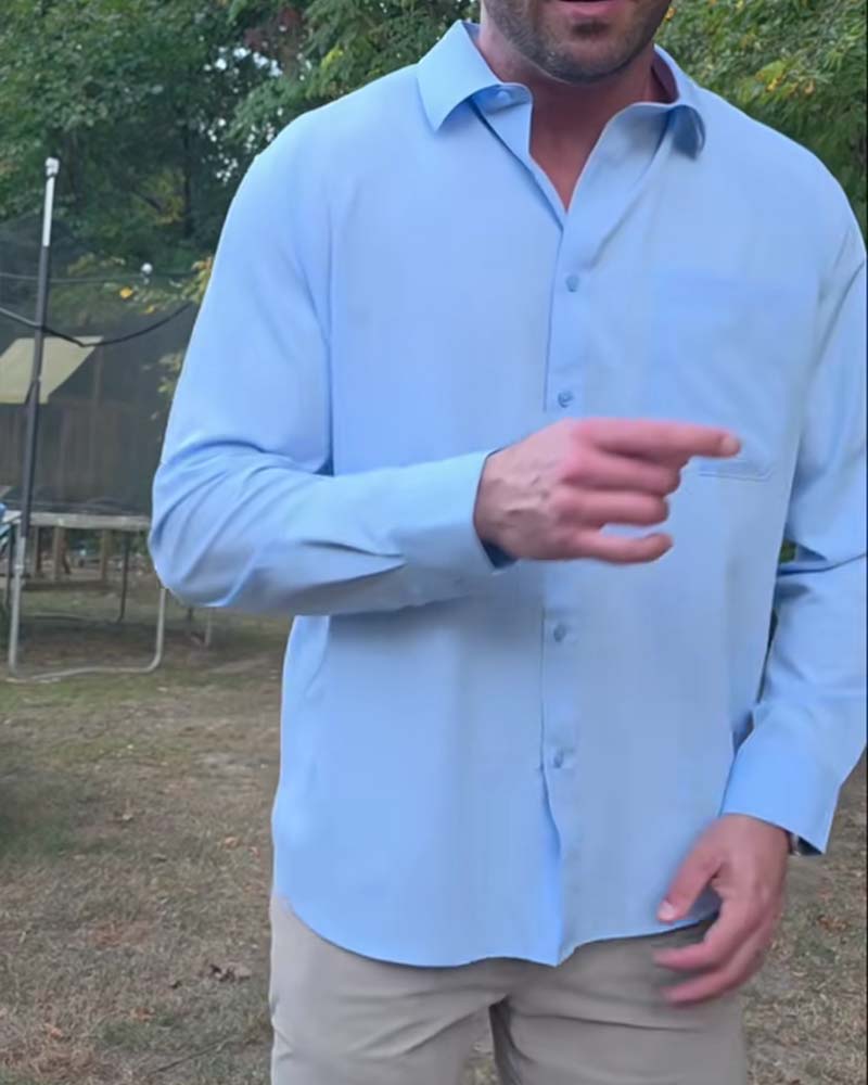 Skjorta Solid Casual Vattentät Stretch