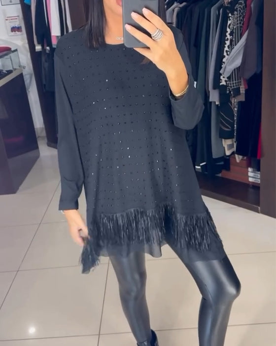 Hem Topp Mode Rhinestone