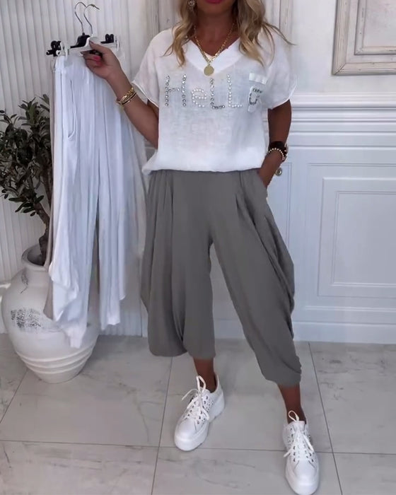 Byxor Enfärgade Puffiga Vardagliga