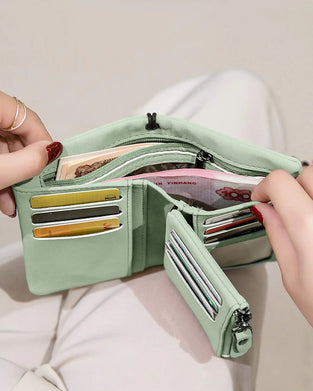 Dam Elegant Minimalistisk Kort Plånbok Med Handledsrem, Casual Mångsidig Dragkedja Korthållare Plånbok, Trendig Plånbok För Dagligt Bruk