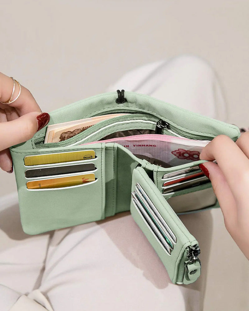Dam Elegant Minimalistisk Kort Plånbok Med Handledsrem, Casual Mångsidig Dragkedja Korthållare Plånbok, Trendig Plånbok För Dagligt Bruk