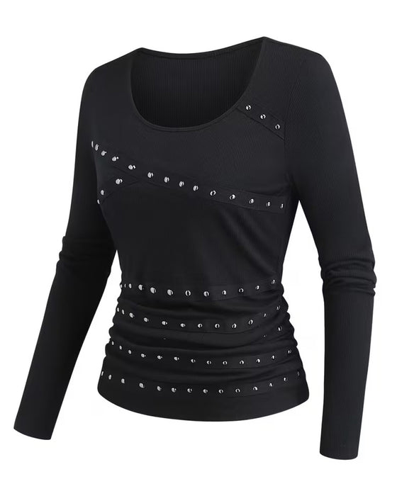 Blus Stilig U-Hals Figursydd