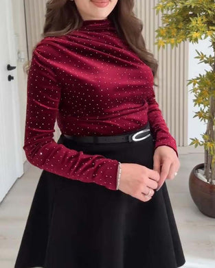 Enfärgad Skimrande Långärmad Topp