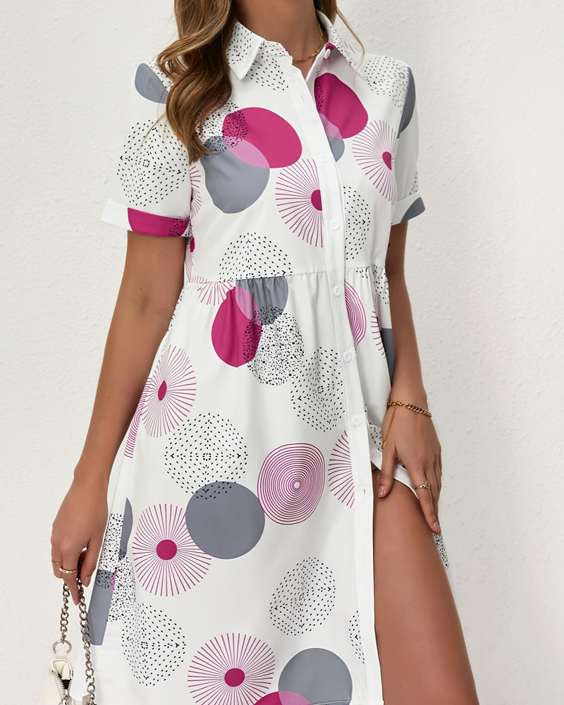 Klänning Polka Dot Tryck Skjorta