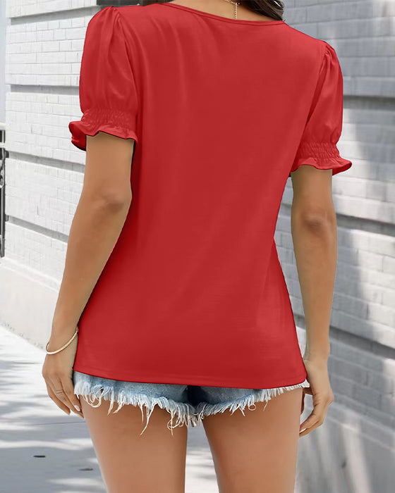 T-Shirt Enfärgad Puffärmar