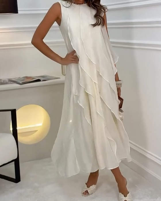 Klädning Ärmlös Ruffle Elegant