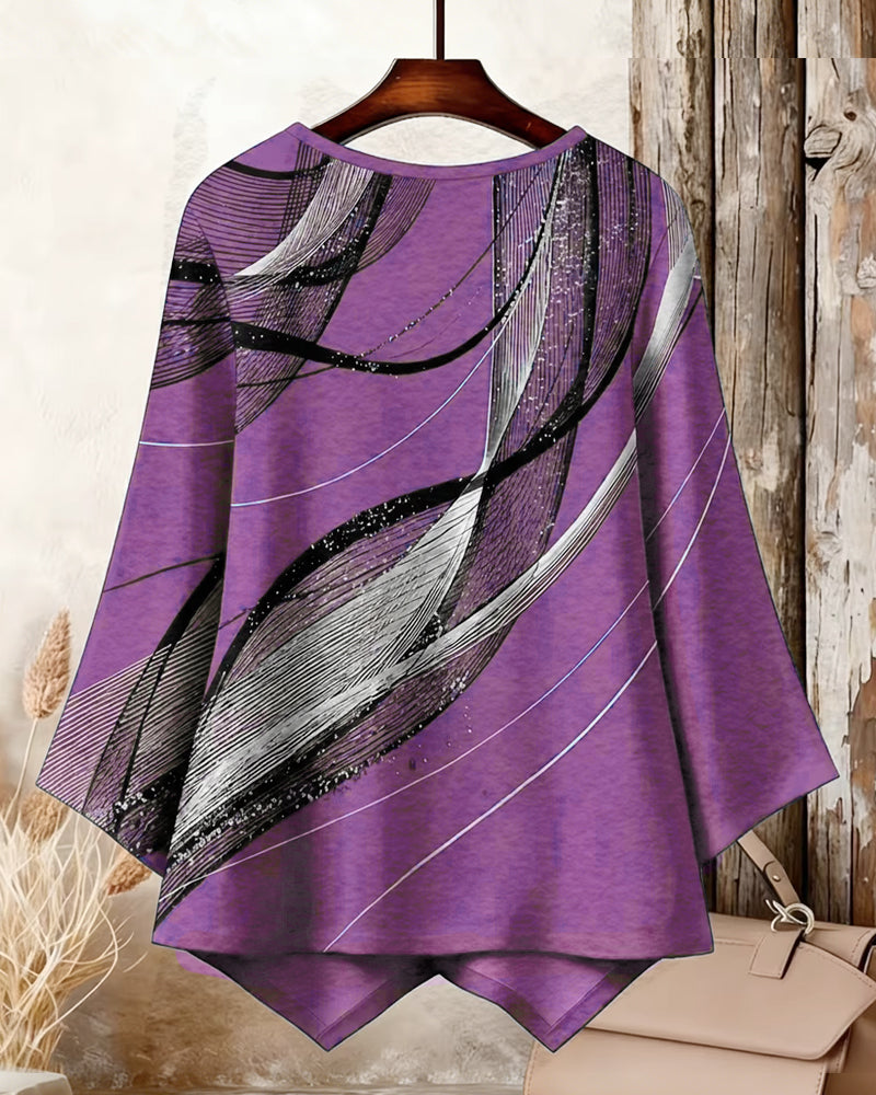 Topp Oregelbundet Långärmat Tryckt