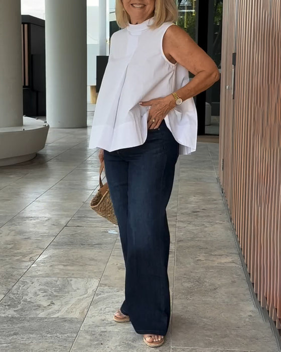 Blus Ärmlös Enfärgad Enkel