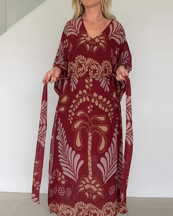 Klänning Bohemisk V-ringad Lössittande