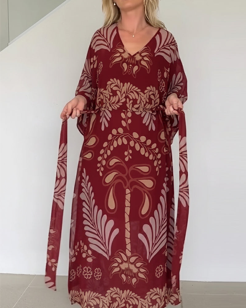 Klänning Bohemisk V-ringad Lössittande