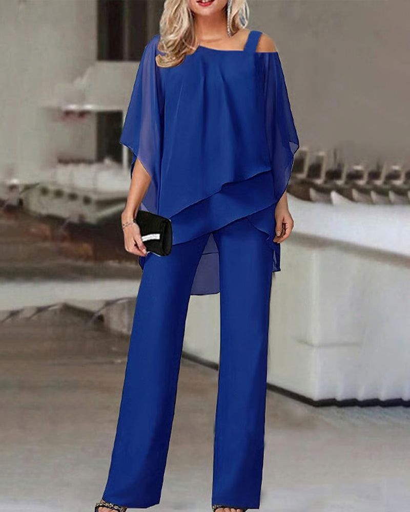 Tvådelat Set Off-Shoulder Fladdermusärm