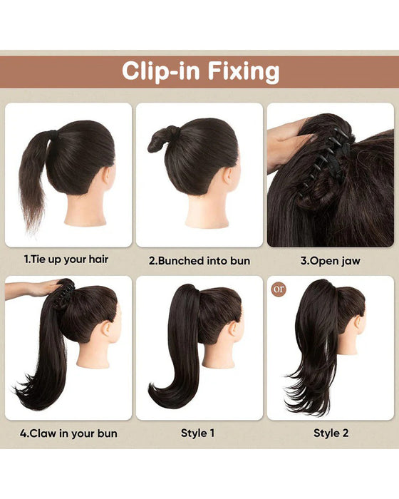 Lockigt Vågigt Frissigt Hårförlängning Med Hästsvans