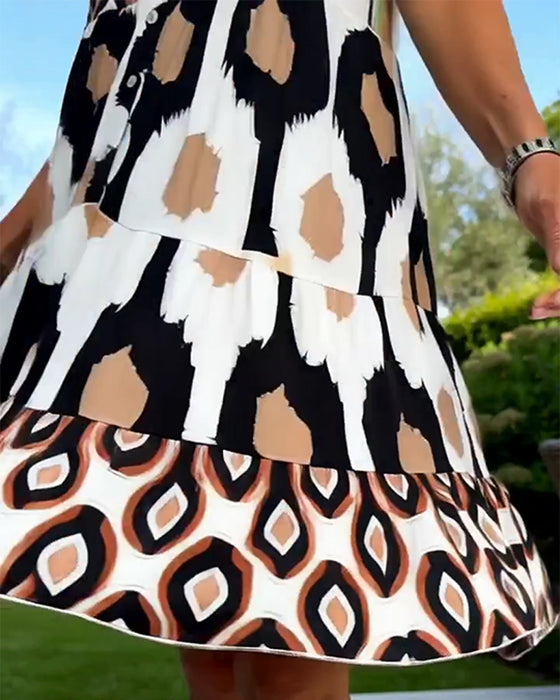 Klänning Ärmlös V-Hals Geometrisk Tryck