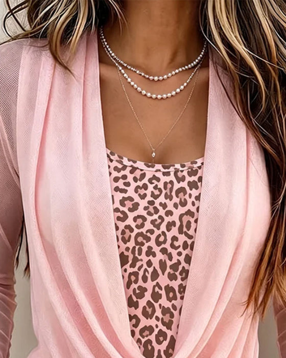 Blus Polokrage Leopardtryck Långärmad