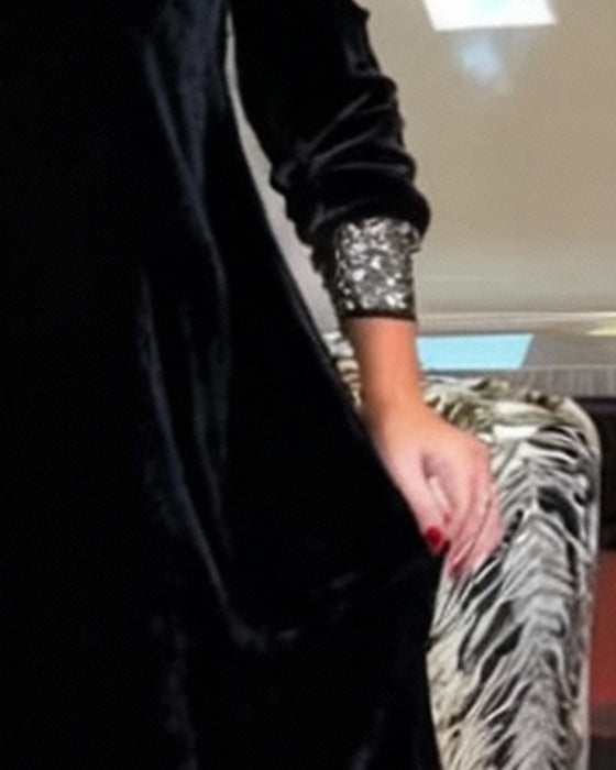 Klänning Sexig Axelfri Glitterig V-Ringning