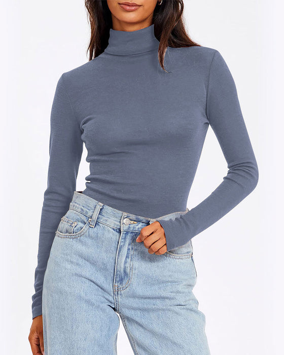 Topp Enfärgad Halv Turtleneck Bas