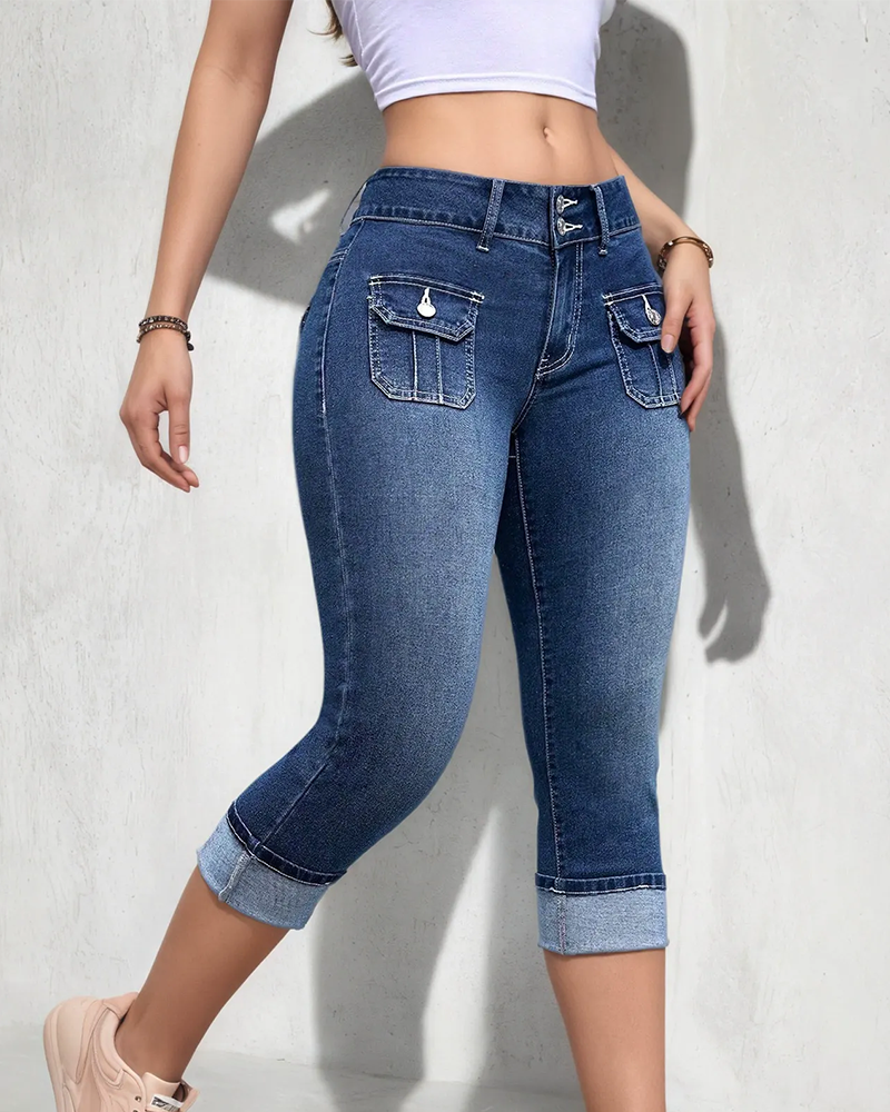 Jeans Casual Ficka Croppad