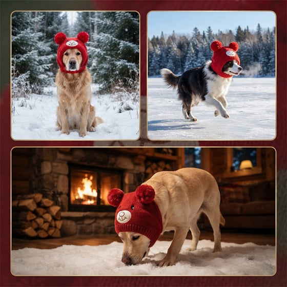 Halsduk Och Mössa Set Stor Hund Stickad Öron