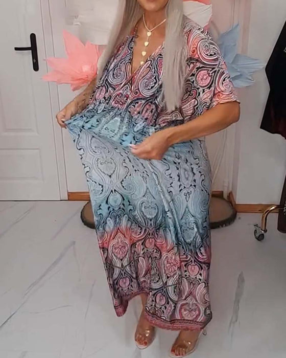 Klänning V-ringning Midja Draperad Semester