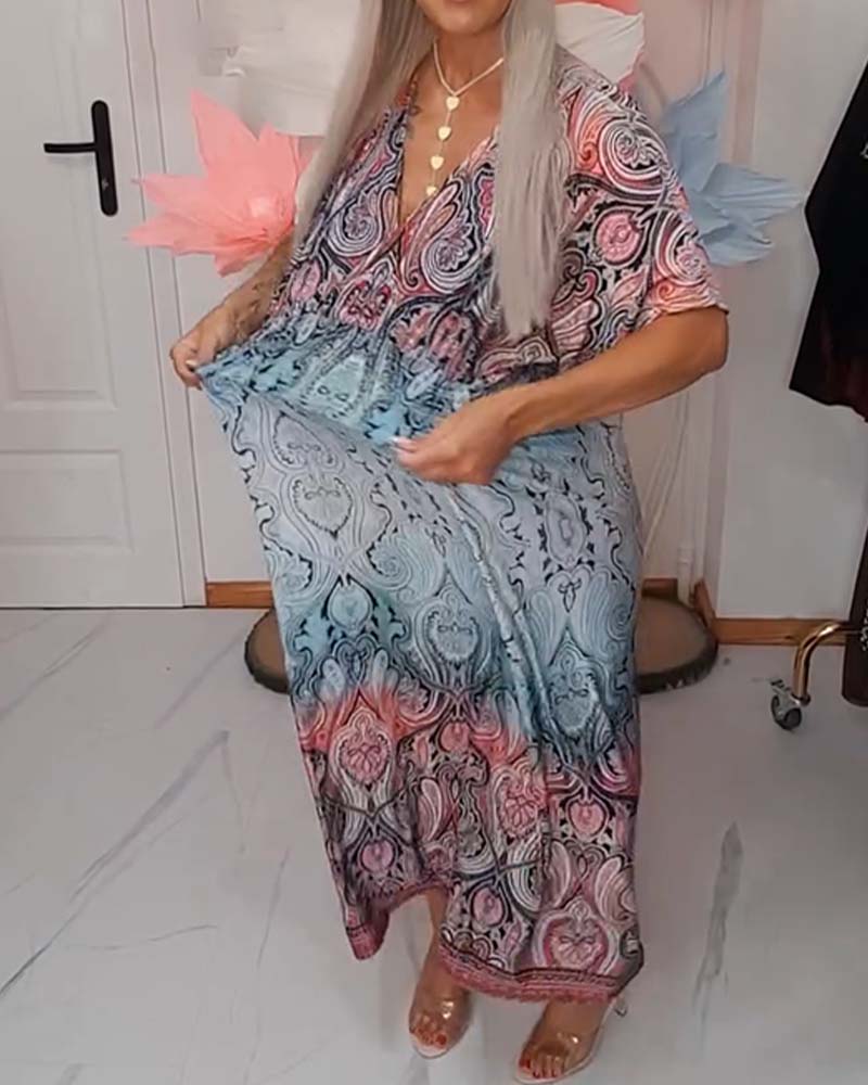 Klänning V-ringning Midja Draperad Semester