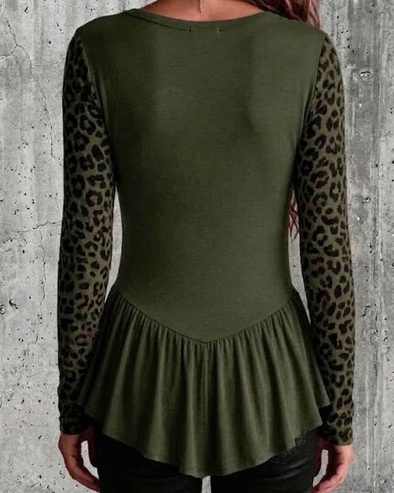 Topp Leopard Patchwork Ruffle