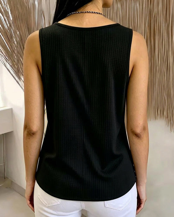 Tank Top Spets V-Hals Ribbad
