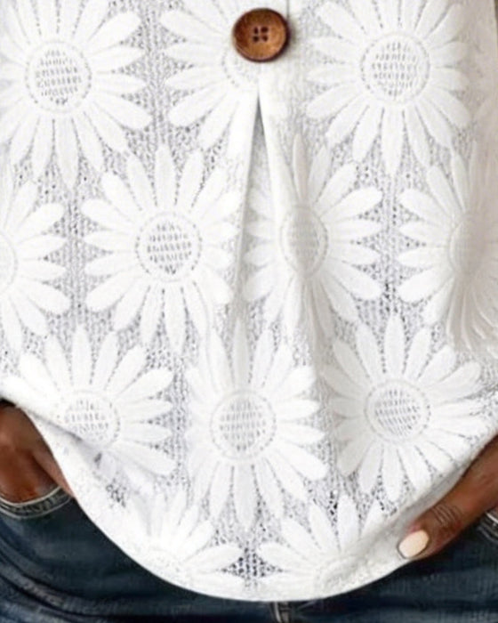 Blus Med Ruffle-Mönster Och Volangärmar