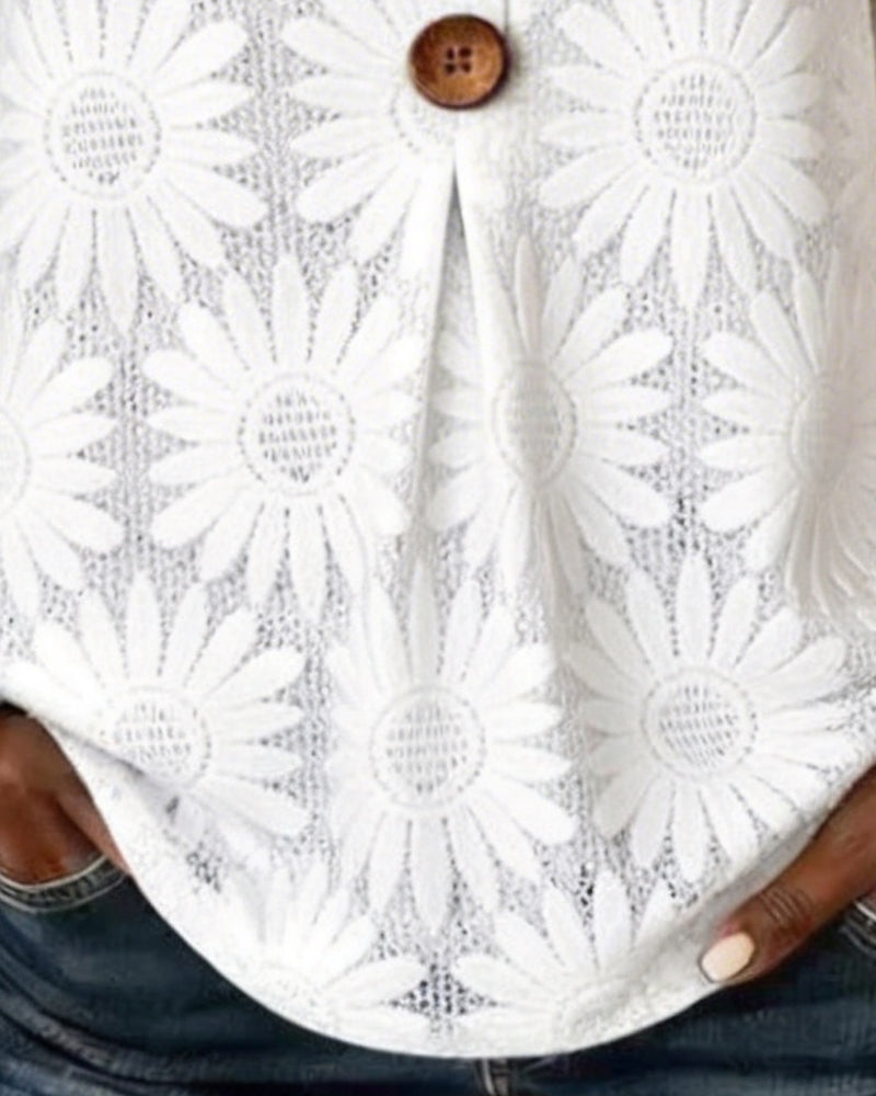 Blus Med Ruffle-Mönster Och Volangärmar