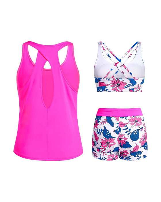 Tankini Blommig Tryck Tredelad