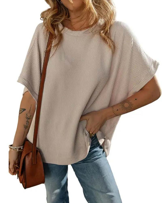 T-Shirt Lös Passform Rund Hals Casual