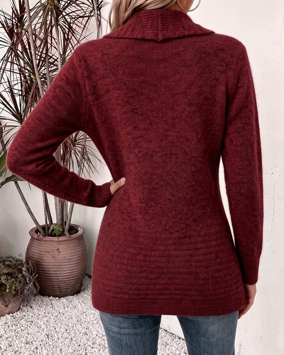 Cardigan Solid Färg Knapp Prydd
