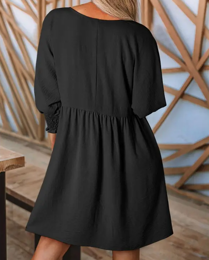 Klänning Dam Enfärgad Midjeknäppning