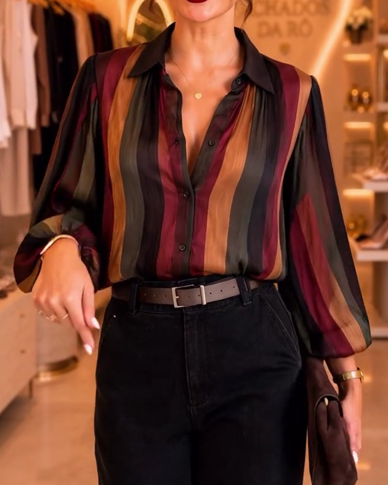 Blus Retro Rand Puffärm