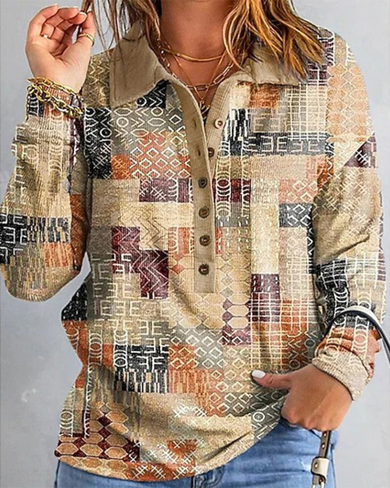 Långärmad sweatshirt med avslappnad tryck