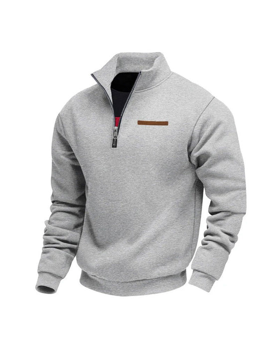 Sweatshirt Enfärgad Ståkrage Dragkedja