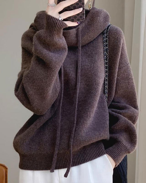 Tröja Cowl Krage Lång Ärm