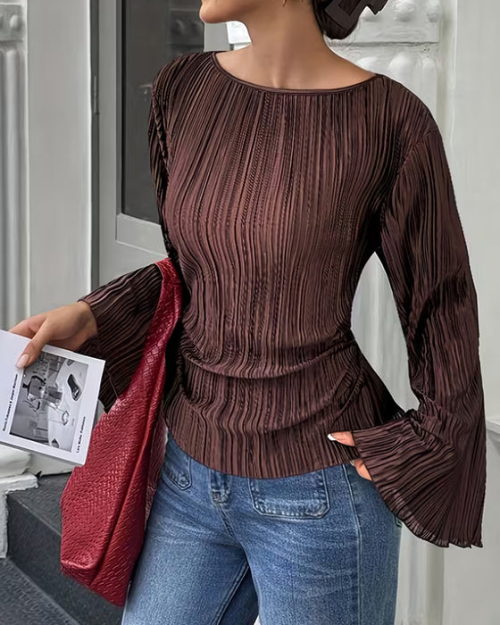 Blus Enfärgad Flareärm