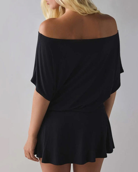 Klänning Off-Shoulder Lös Fladdermus