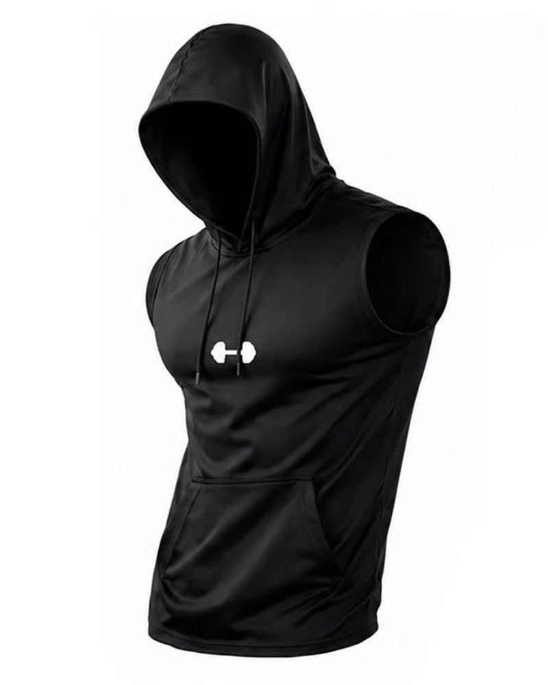 Tank Top Hoodie Tröja Ärmlös Dragsko